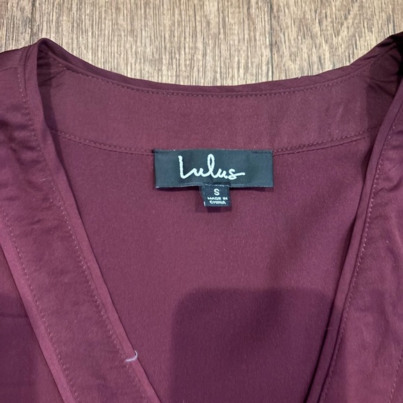 Lulu’s Burgundy Wrap Dress - Picture 3 of 3